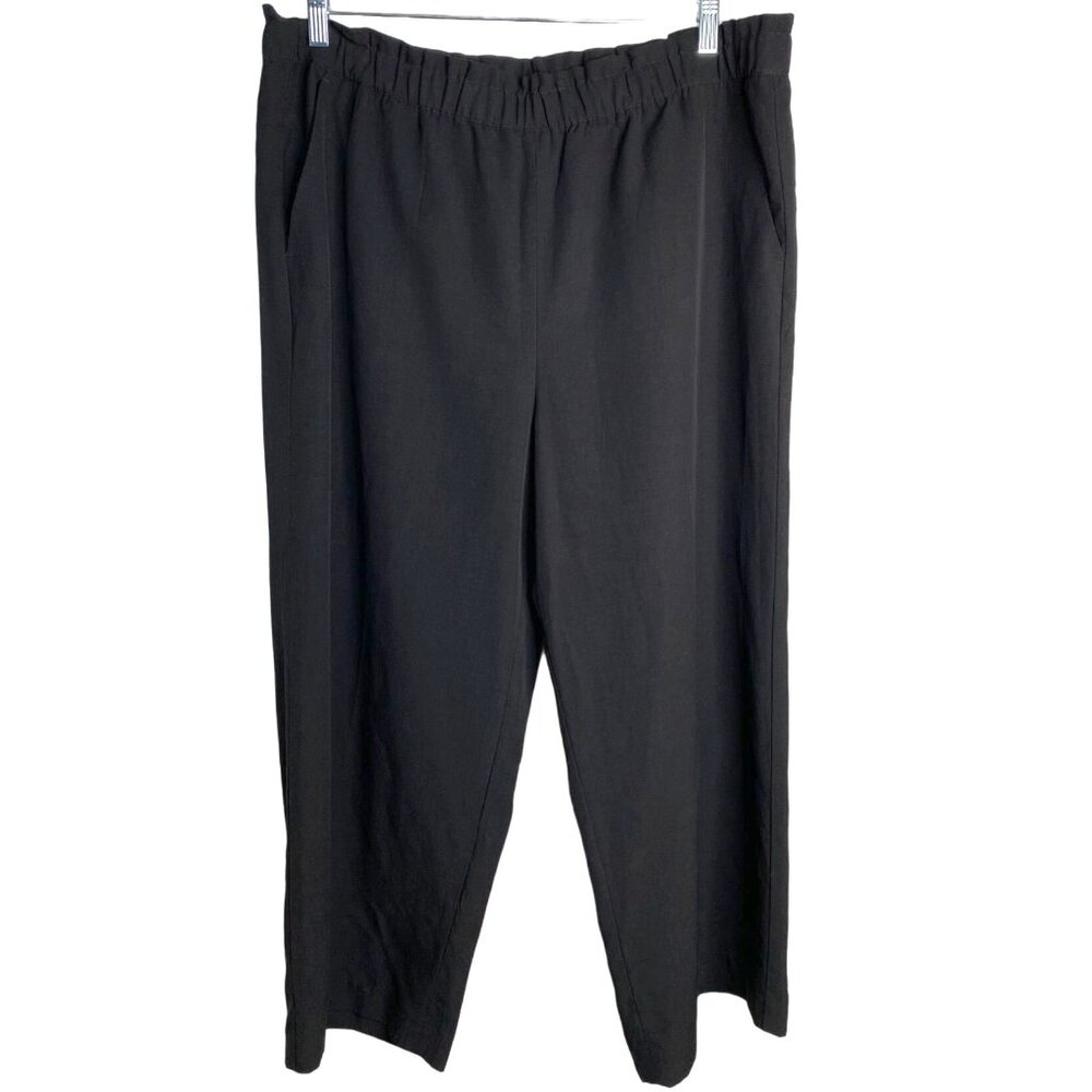 Talbots Womens Black Wide Leg Rayon Pants with Elasticized Waist Size XL Witchy